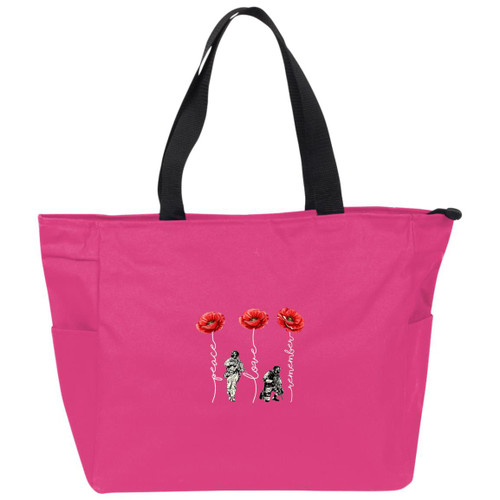 Never Forget Red poppies Essential Zip Tote