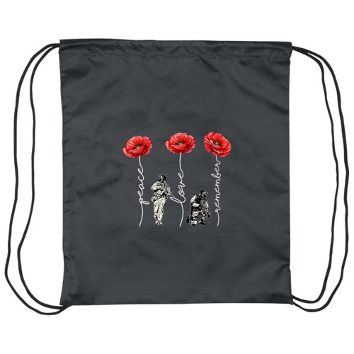 Never Forget Red poppies Drawstring Cinch Bag