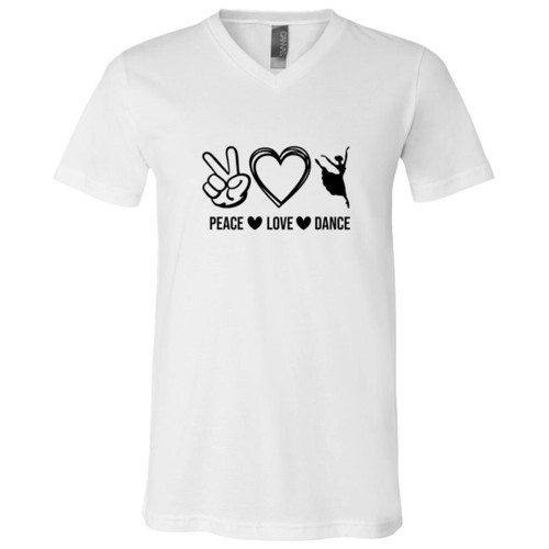 Peace, Love & Dance Short Sleeve V-Neck T-Shirt