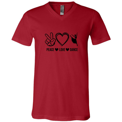 Peace, Love & Dance Short Sleeve V-Neck T-Shirt