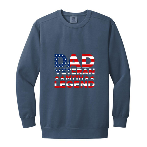 Dad Veteran Myth Legend Garment-Dyed Adult Crewneck Sweatshirt