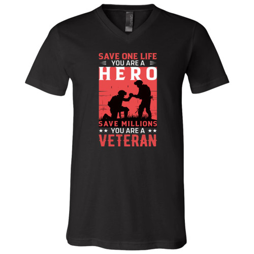 save a million you are a veteran Short Sleeve V-Neck T-Shirt