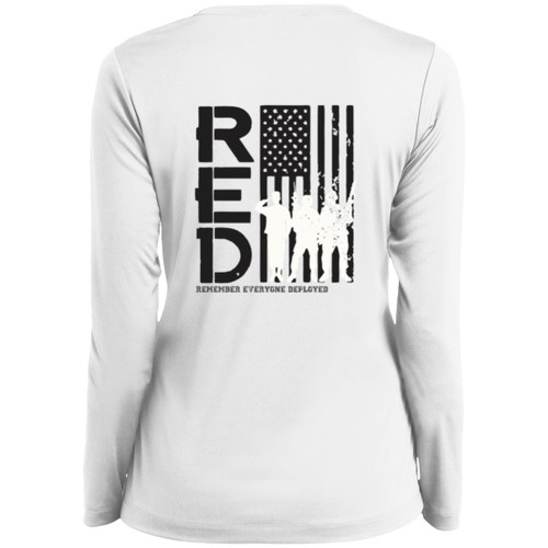 VETS RED FRIDAY #8 Ladies Long Sleeve V-Neck