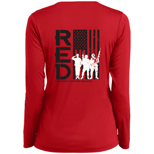 VETS RED FRIDAY #8 Ladies Long Sleeve V-Neck