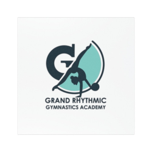 Grand Rhythmic Gymnastics Academy Car Magnet — Round Black & White School Logo Magnet