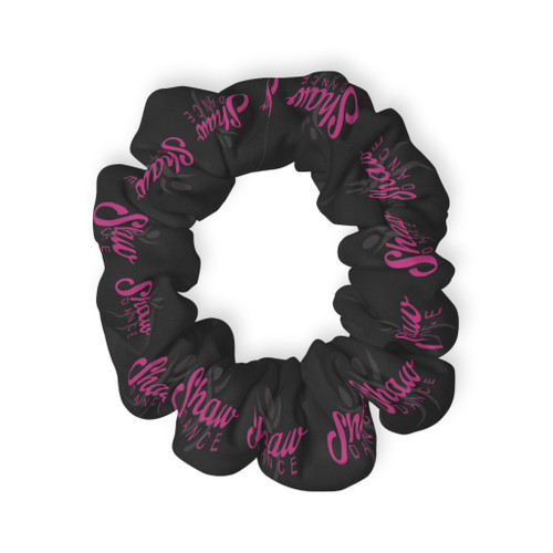 Shaw dance Monochrome Badges Scrunchie — Black & White Graphic Hair Tie