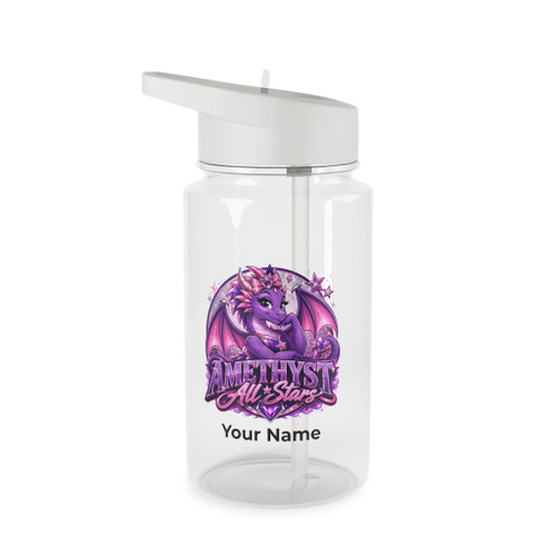 LDC Amethyst All Stars Personalized Tritan Water Bottle — Clear Sport Bottle with Straw