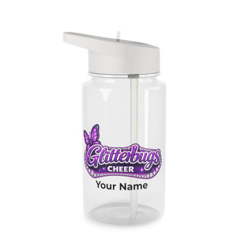 LDC Glitterbugs Personalized Tritan Water Bottle — Clear Sport Bottle with Straw