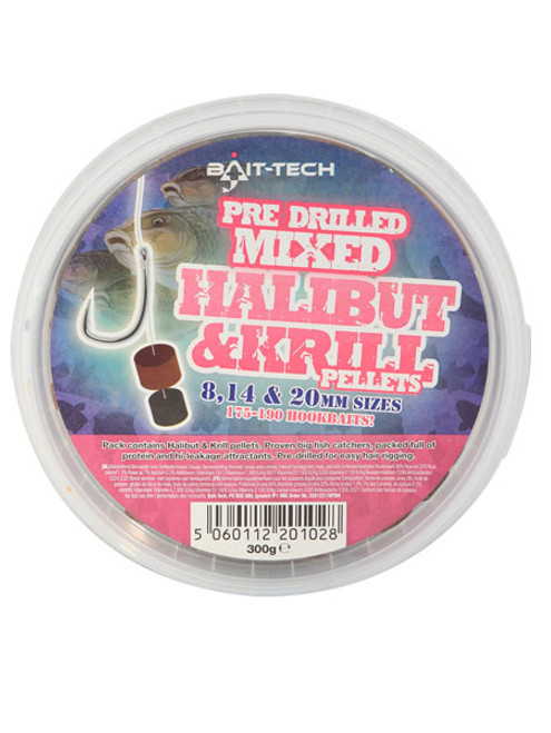 Bait Tech Pre Drilled Halibut & Krill Pellets