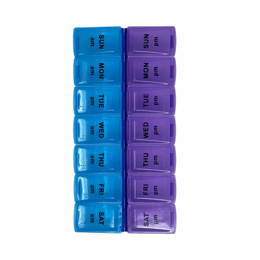 Pill Organizer and Pill Splitter Combo Package - Maxpert AM/PM (7 Day)  Weekly Push-Button Easy Open Pill Organizer with MAXSPLIT Pill Splitter,  Blue - Maxpert Medical