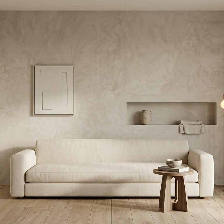 Hand troweled True Stone microcement wall finish