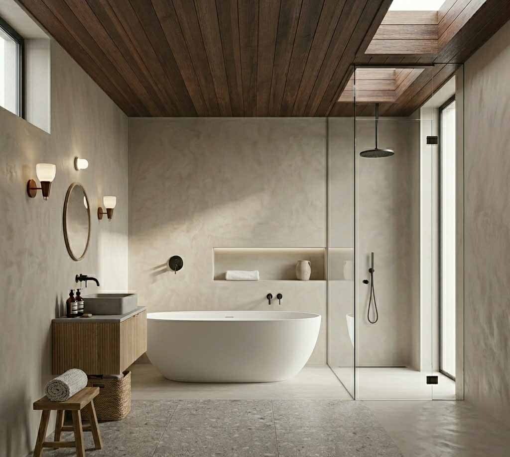 Neutral True Stone microcement bathroom