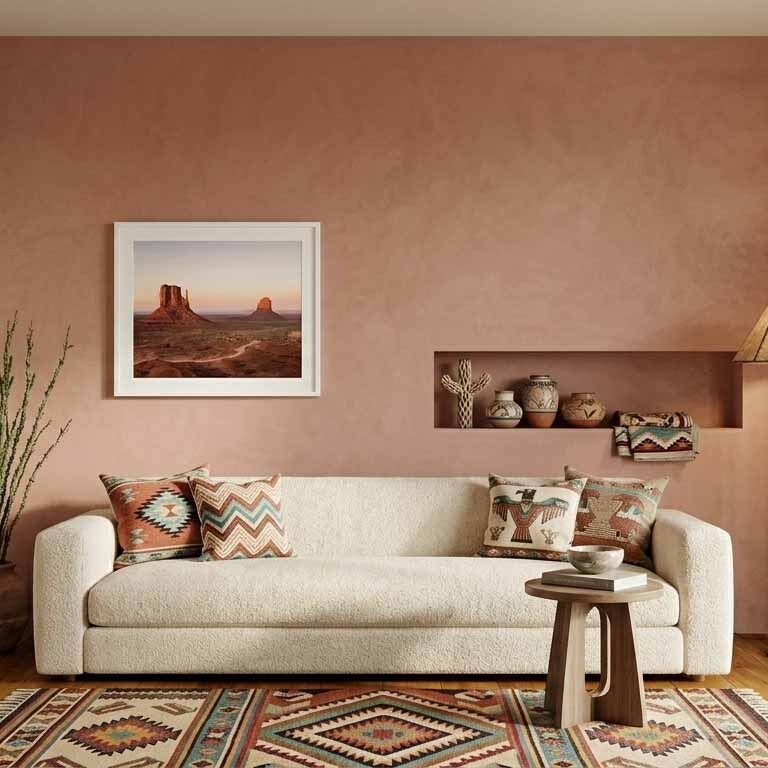 True Stone microcement feature wall in a southwest interior