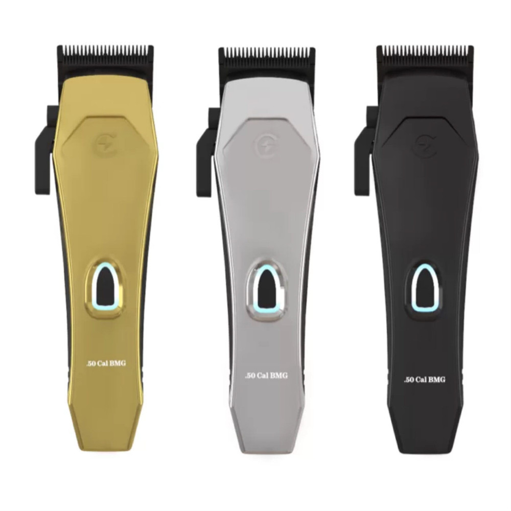 Caliber Professional .50 Cal Mag Cordless Clipper with DLC Blades - Black, Gold and Silver Caliber Professional .50 Cal Mag Cordless Clipper with DLC Blades - Black, Gold and Silver
