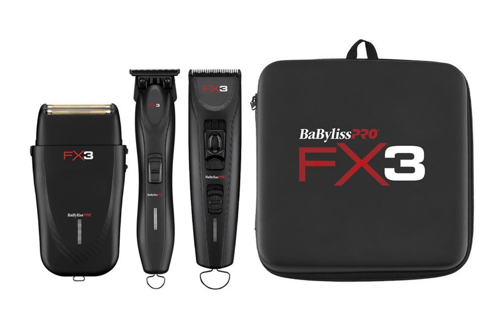 BaByliss Pro FX3 Black High Torque Clipper, Trimmer, Shaver Combo Set with Free Case   BaByliss Pro FX3 Black High Torque Clipper, Trimmer, Shaver Combo Set with Free Case