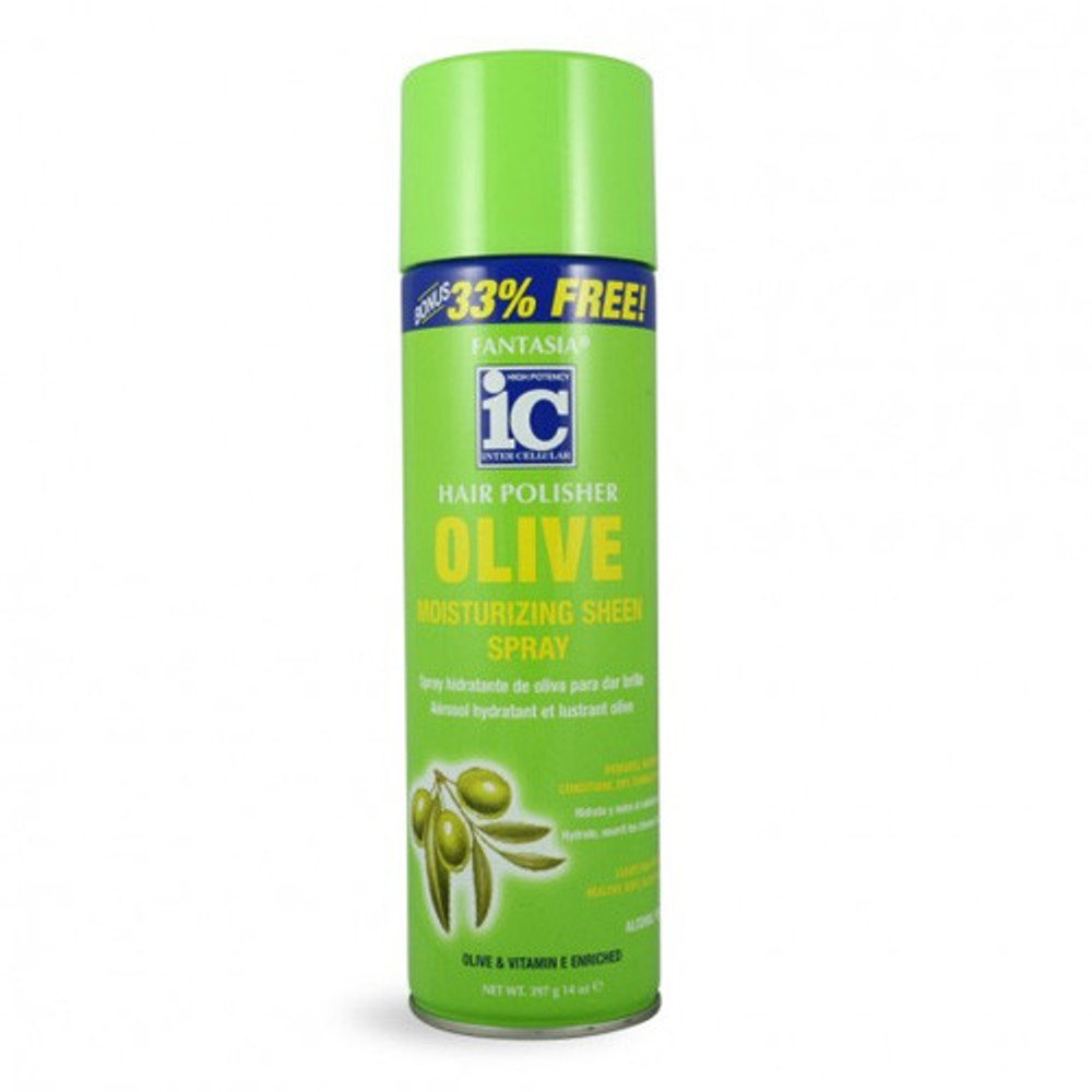 IC Fantasia Hair Polisher Olive Moisturizing Sheen Spray 14 oz IC Fantasia Hair Polisher Olive Moisturizing Sheen Spray 14 oz