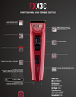 BaByliss Pro FX X3 High-Torque Clipper - Red/Black  BaByliss Pro FX X3 High-Torque Clipper - Red/Black