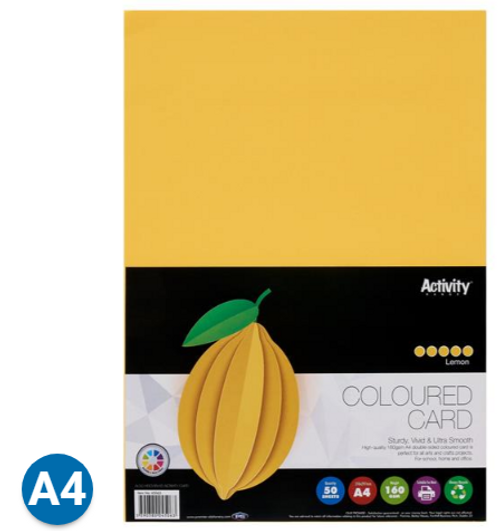 Premier Activity A4 160gsm 50 Card lemon