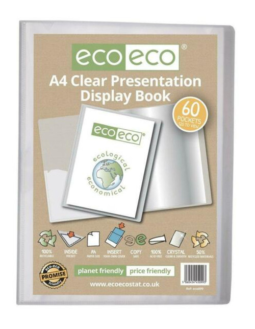 A4 50% Recycled Clear 60 Pocket Presenta