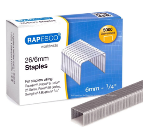 Rapesco Galvanised Staples 26/6 mm