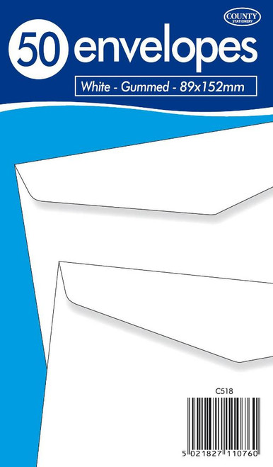 County - White Envelopes 89x152mm 50pk