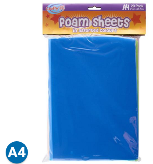 Pkt.20 A4 Foam Sheets mix colours*