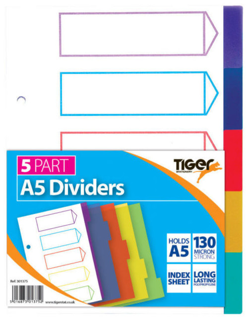 A5 5 PART DIVIDERS PLASTIC