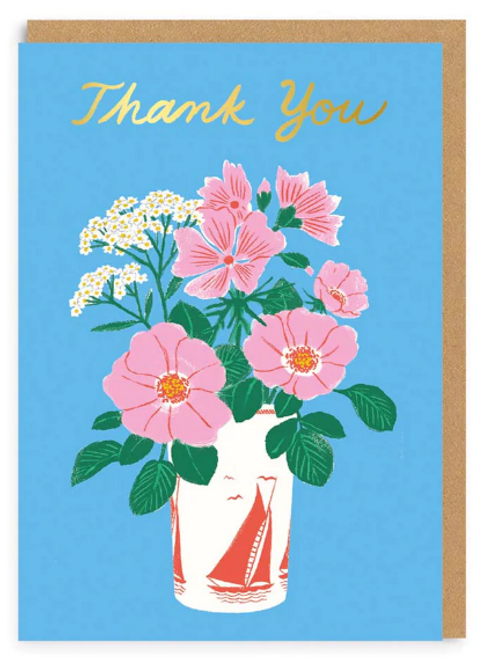 Thank you Floral Vase Greeting Card 7389