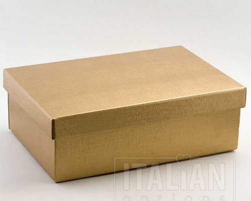 Gold silk – rectangular box & lid – 300x200x100mm – 10 Pack
