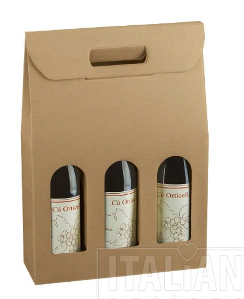 Rustic Kraft – 3 Bottle Wine Box with Wi