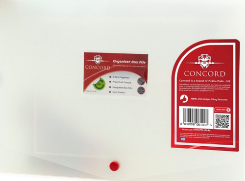  6 Part Expanding Box File A4,Clear Design 
