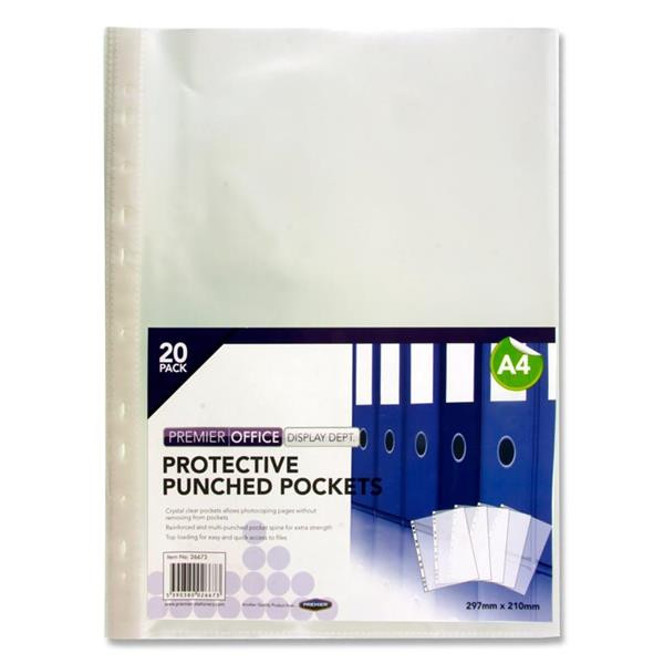 Pkt.20 A4 Punched Pockets