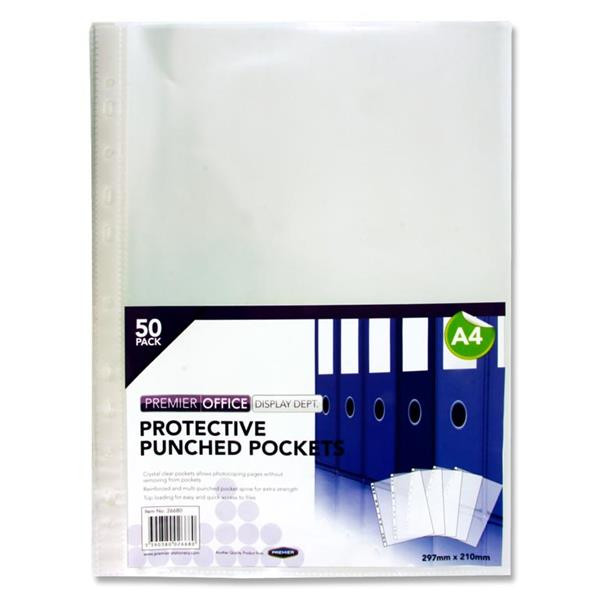 Pkt.50 A4 Punched Pockets