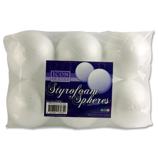 Pkt.6 Styrofoam Spheres - 90Mm