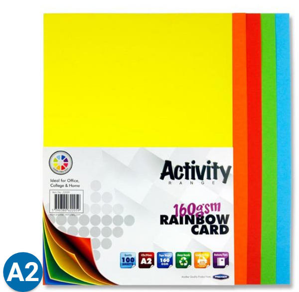 A2 160Gsm Card 100 Sheets - Rainbow