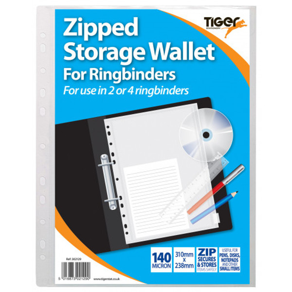 Zipped Ring Binder Storage Wallet A4