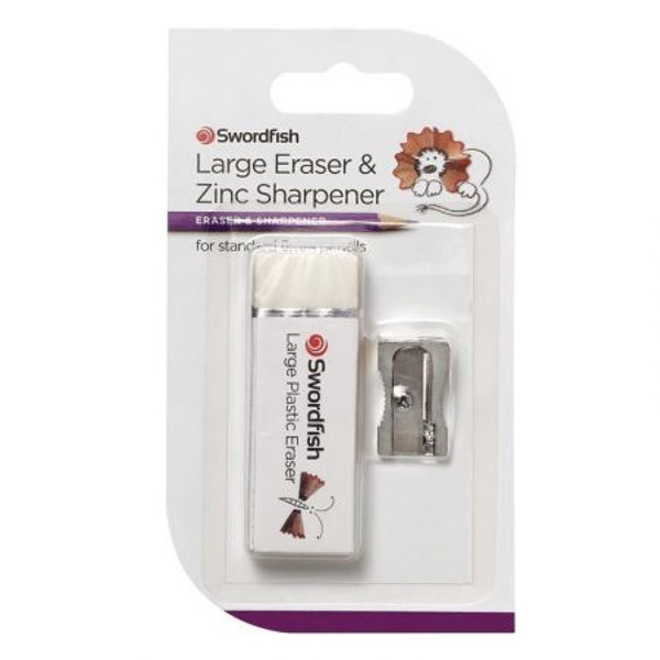 Eraser Large & Sharpener 8mm Zinc Bliste
