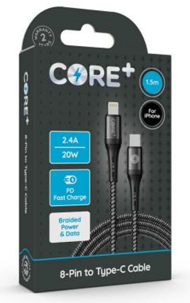 CORE+ Type-C to C 1.5m Braided Grey 2.4A