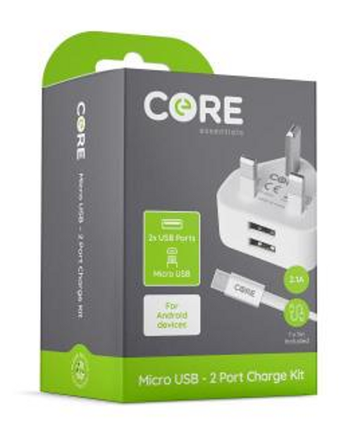 Core Micro USB 2 Port Charge Kit 2.1A