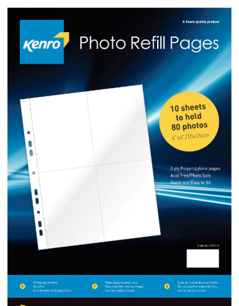 Pack of 10 White Photo Pages for 4 Photo