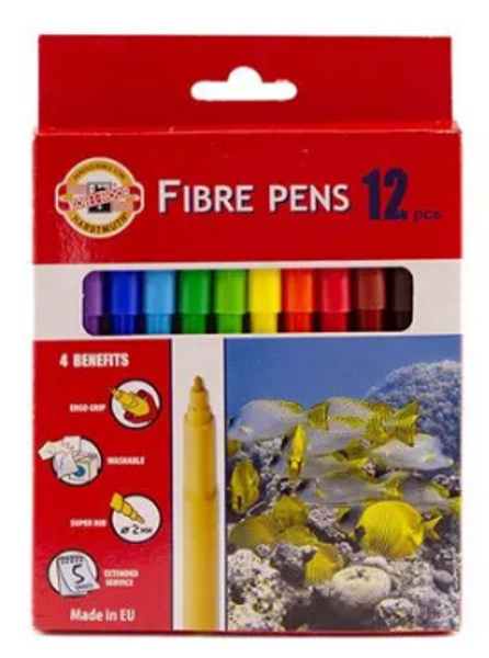 Koh-I-Noor Fibre Tip Pens PK12