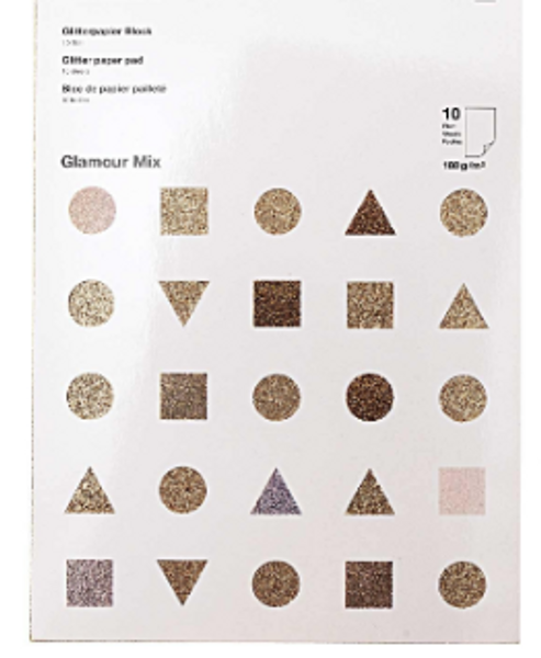 GLITTER PAPER PAD, GLAMOUR MIX10 SHEETS