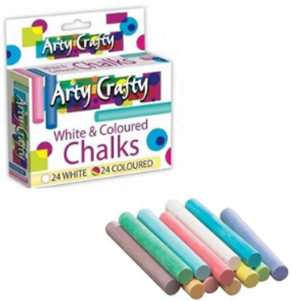 White & Coloured Chalks 48pk