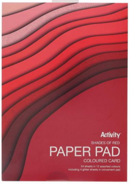 A4 180gsm Paper Pad 24 Sheets - red