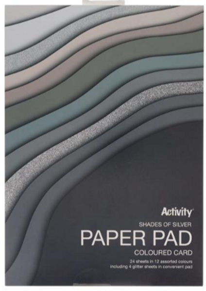 A4 180gsm Paper Pad 24 Sheets - Silver