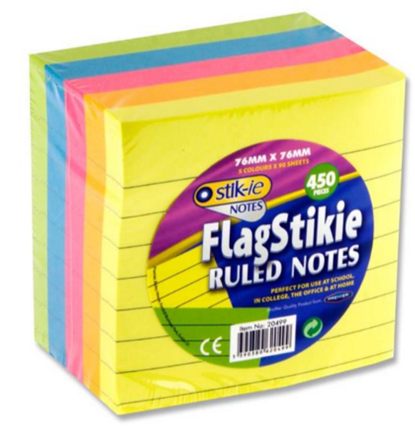 Stik-ie 450 Pce Ruled Notes 76x76mm