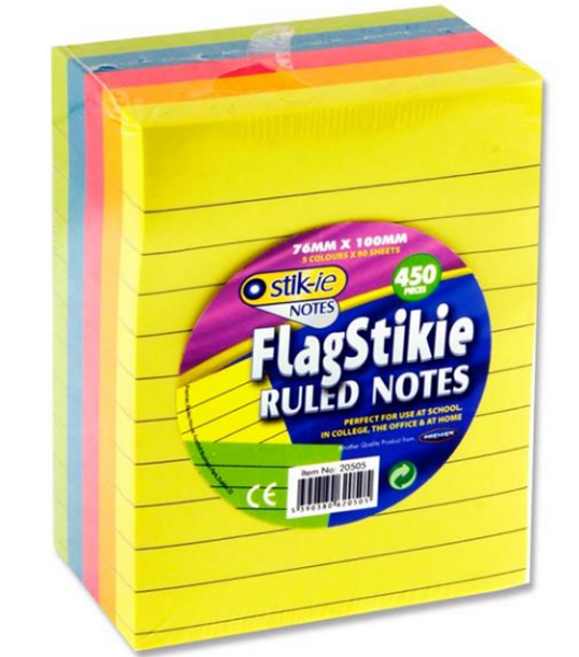 450 Pce Flagstikie Ruled Notes 76mmx100m