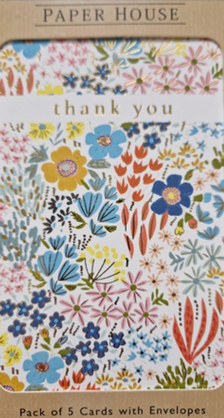 Thank You 5 CARDS Floral Pattern