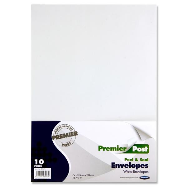 Pkt.10 C4 P+s Envelopes - White