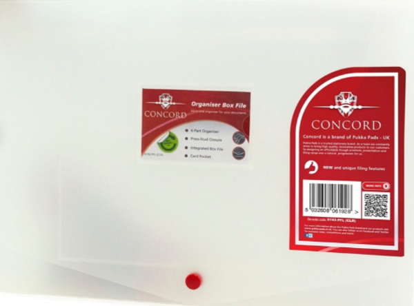  6 Part Expanding Box File A4,Clear Design 